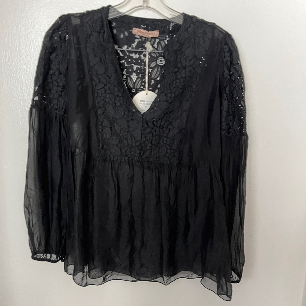 Nana Nucci Made In Italy Silk Lace Flowy Blouse Size Small Whimsygoth babydoll